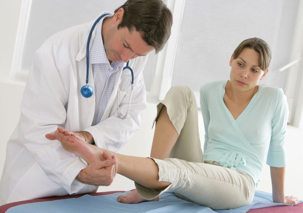 doctor's examination for pain in the hip joint